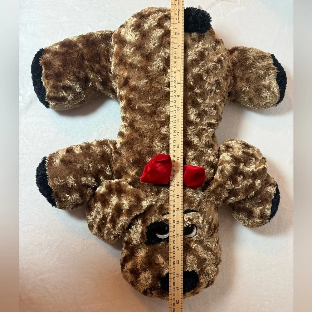 Cute Plush Toy Dog with Red Bow
